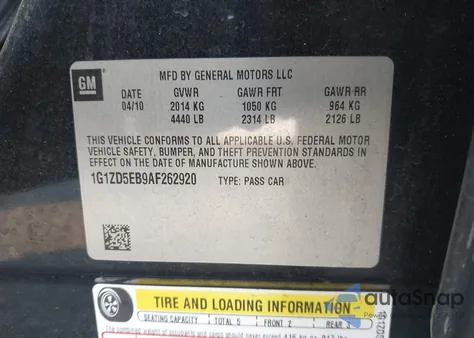 2010 Chevrolet Malibu 2Lt from USA, damaged, VIN 1G1ZD5EB9AF262920